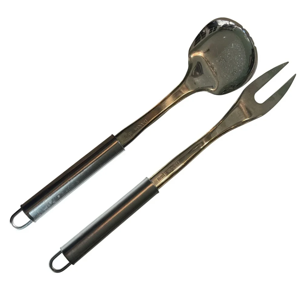 Dansk 18/8 Stainless Steel Salad Serving Spoon and Fork Set Silver 11.5 Inch